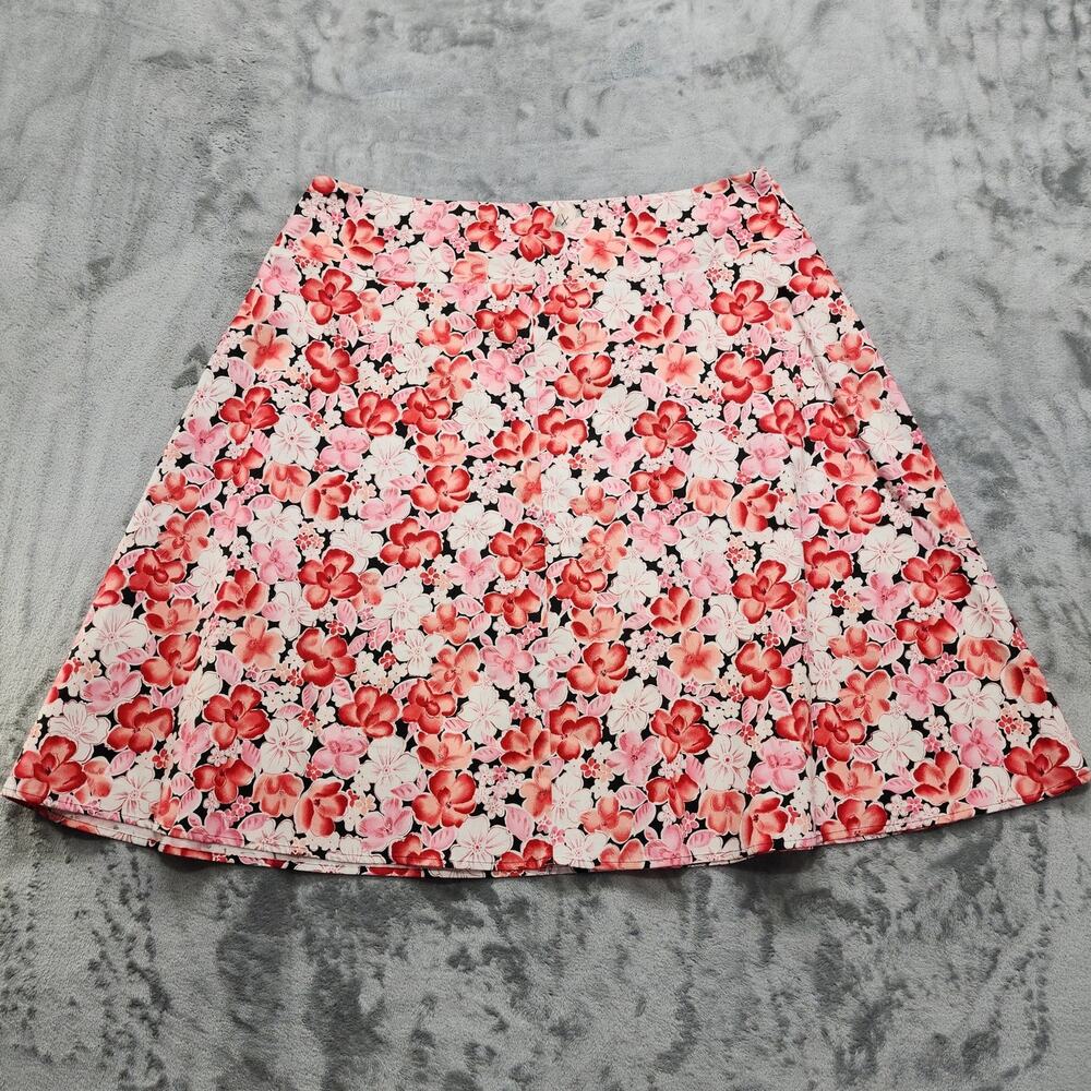 Vintage 90s Notations Skirt Womens XL Pink‎ Red Black Floral A-Line Girly Preppy - Picture 2 of 7